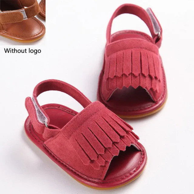 stylish pu leather tassel baby moccasins tassel girls baby shoes Scarpe Neonata hook and loop outdoor shoes hard rubber bottom