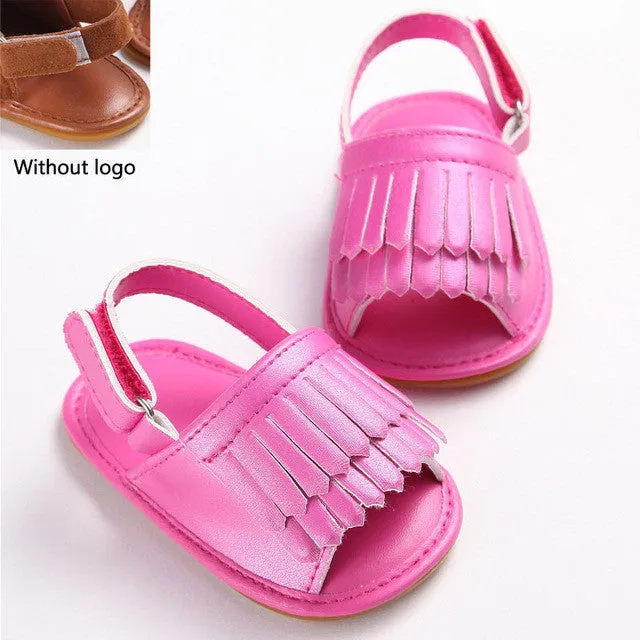 stylish pu leather tassel baby moccasins tassel girls baby shoes Scarpe Neonata hook and loop outdoor shoes hard rubber bottom