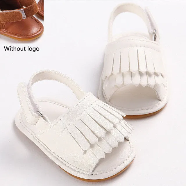 stylish pu leather tassel baby moccasins tassel girls baby shoes Scarpe Neonata hook and loop outdoor shoes hard rubber bottom