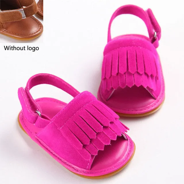 stylish pu leather tassel baby moccasins tassel girls baby shoes Scarpe Neonata hook and loop outdoor shoes hard rubber bottom