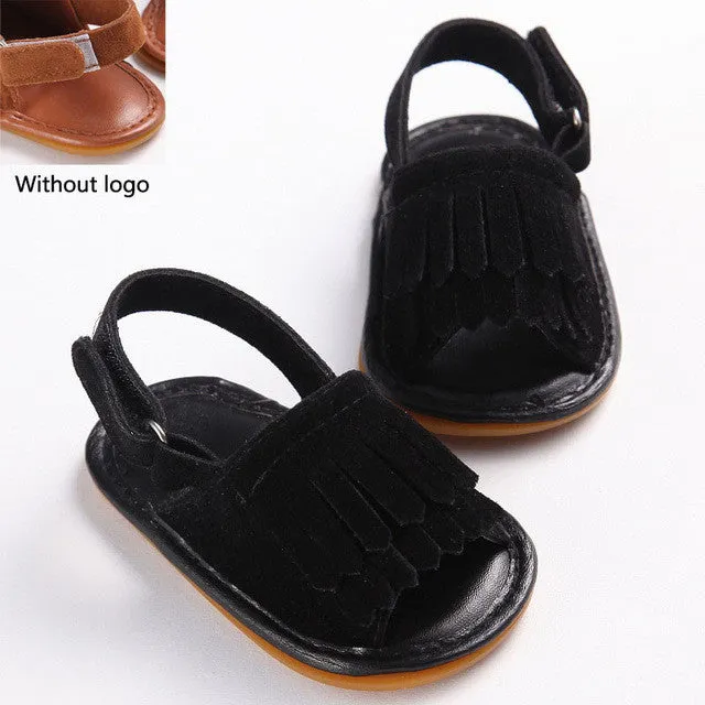 stylish pu leather tassel baby moccasins tassel girls baby shoes Scarpe Neonata hook and loop outdoor shoes hard rubber bottom