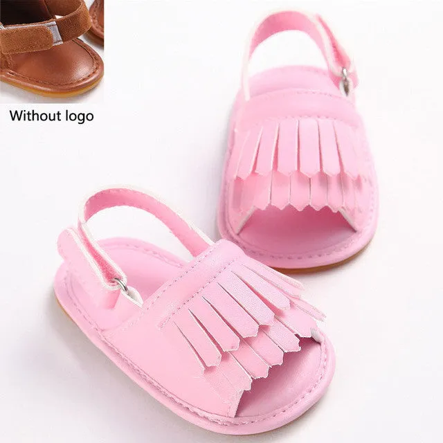 stylish pu leather tassel baby moccasins tassel girls baby shoes Scarpe Neonata hook and loop outdoor shoes hard rubber bottom