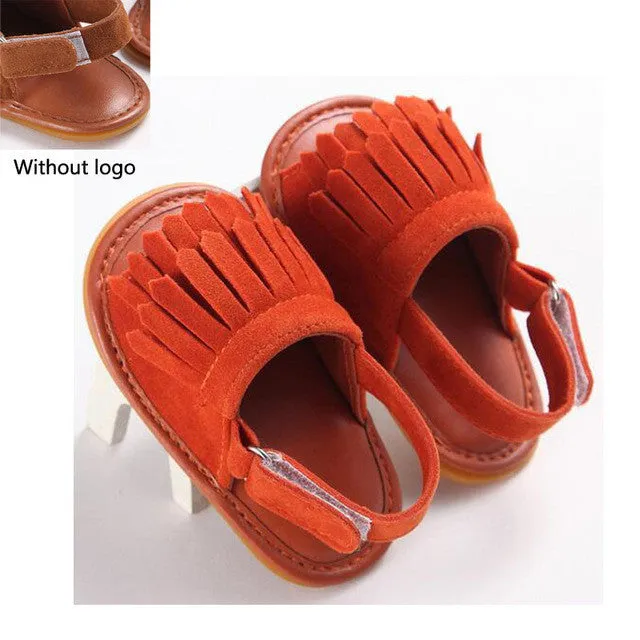 stylish pu leather tassel baby moccasins tassel girls baby shoes Scarpe Neonata hook and loop outdoor shoes hard rubber bottom