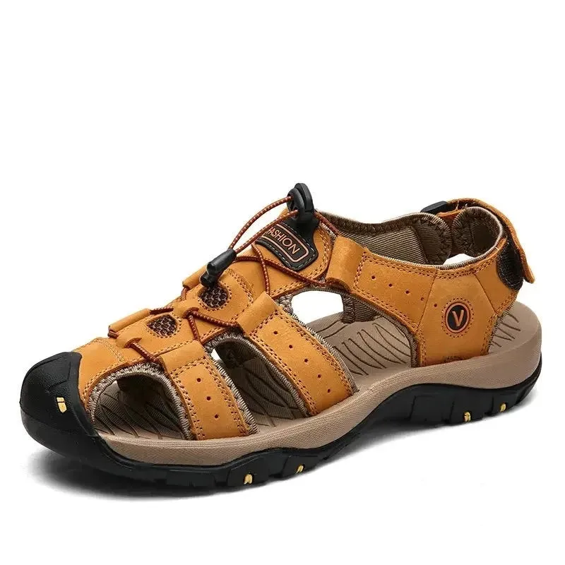 Summer Men's Shoes Outdoor Casual Shoes Sandals Genuine Leather Non-slip Sneakers Hihg Quality Men Beach Sandals v3