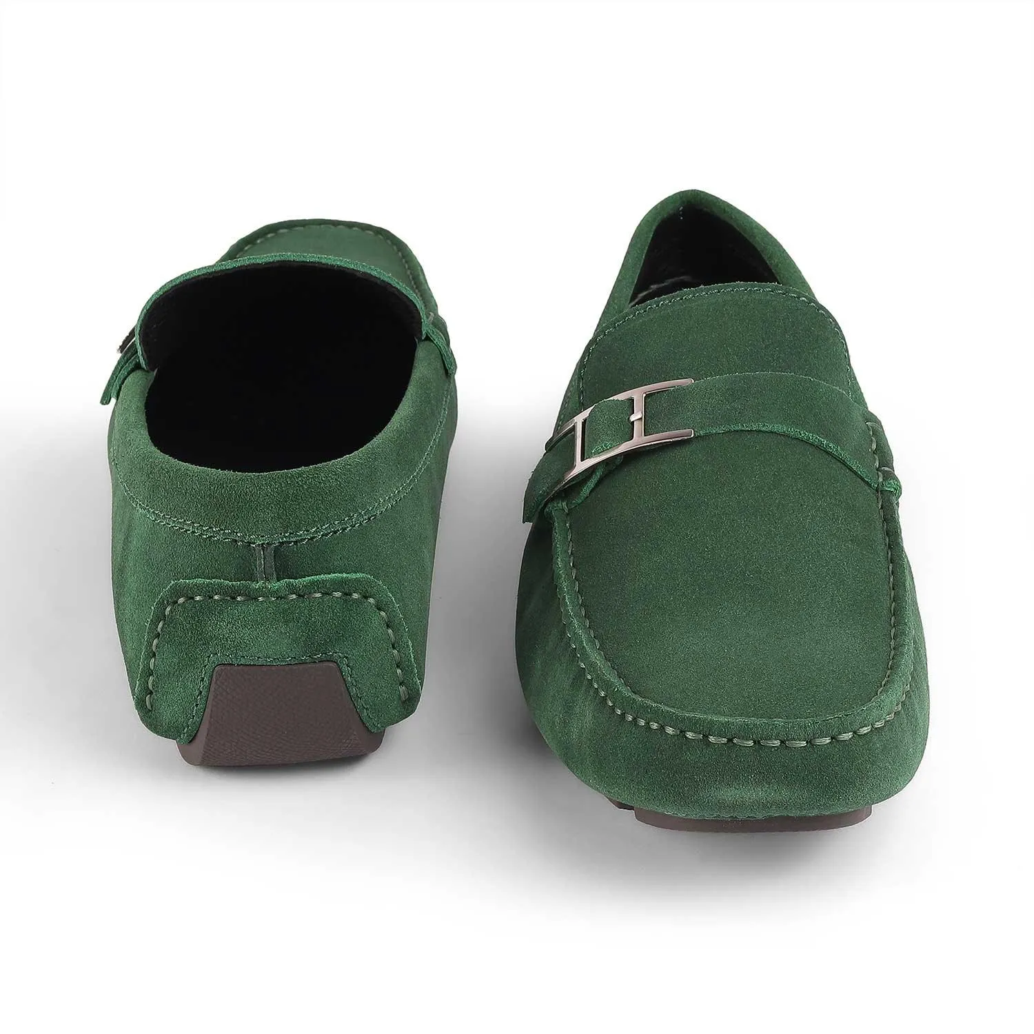 Tresmode Campin Green Men's Leather Driving Loafers