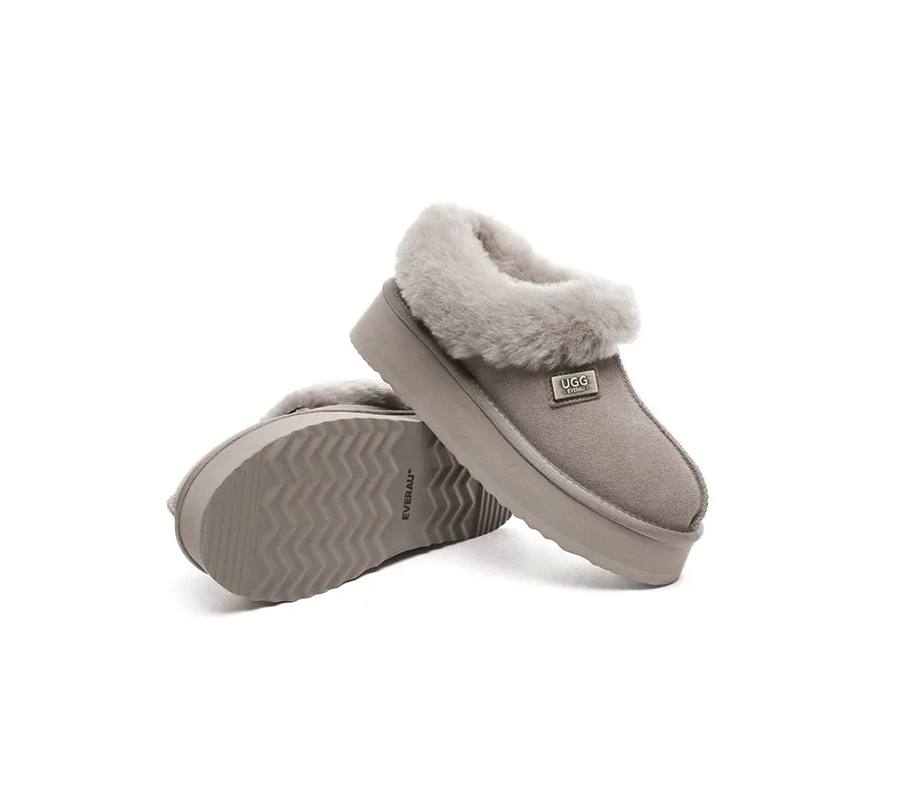 UGG EVERAU® UGG Slippers Women Sheepskin Wool Collar Ankle Platform Gabri