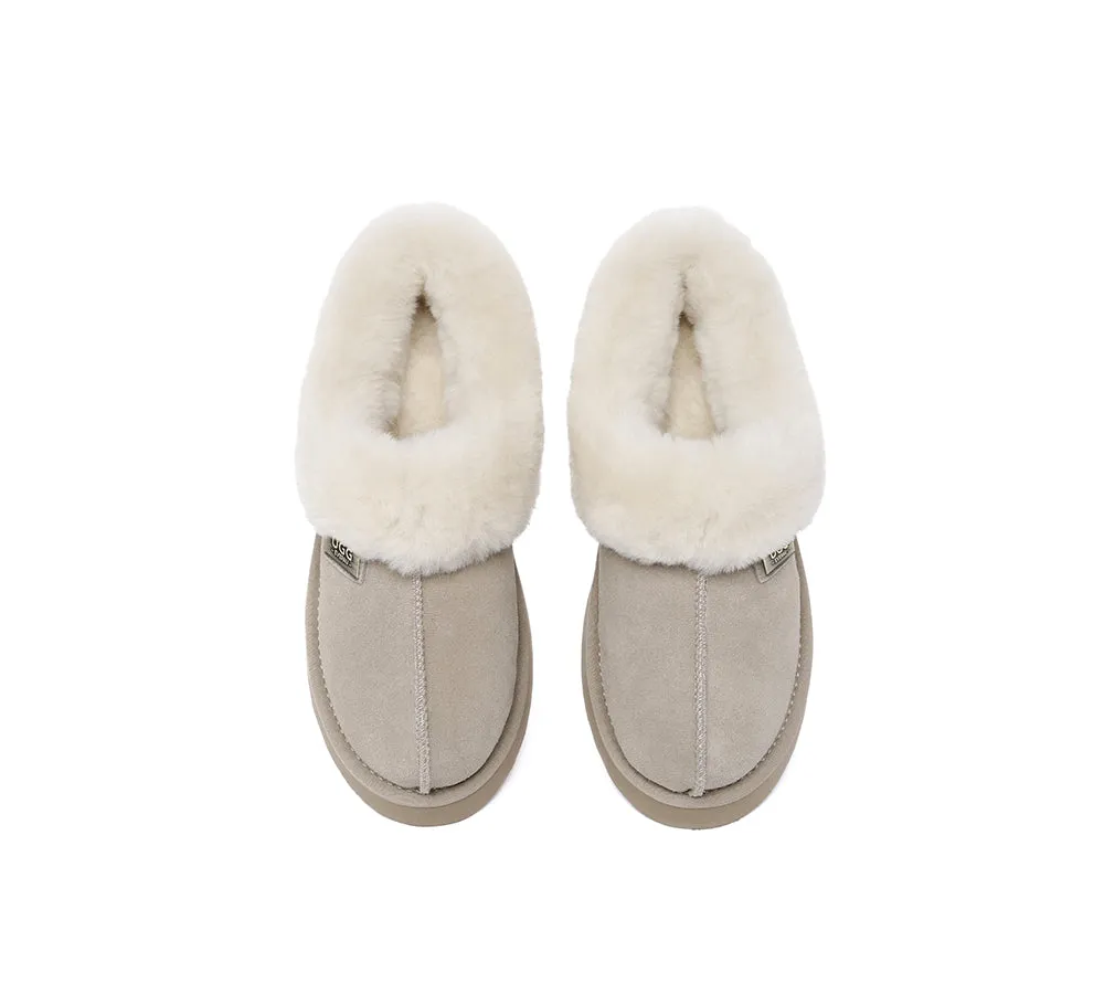 UGG EVERAU® UGG Slippers Women Sheepskin Wool Collar Ankle Platform Gabri