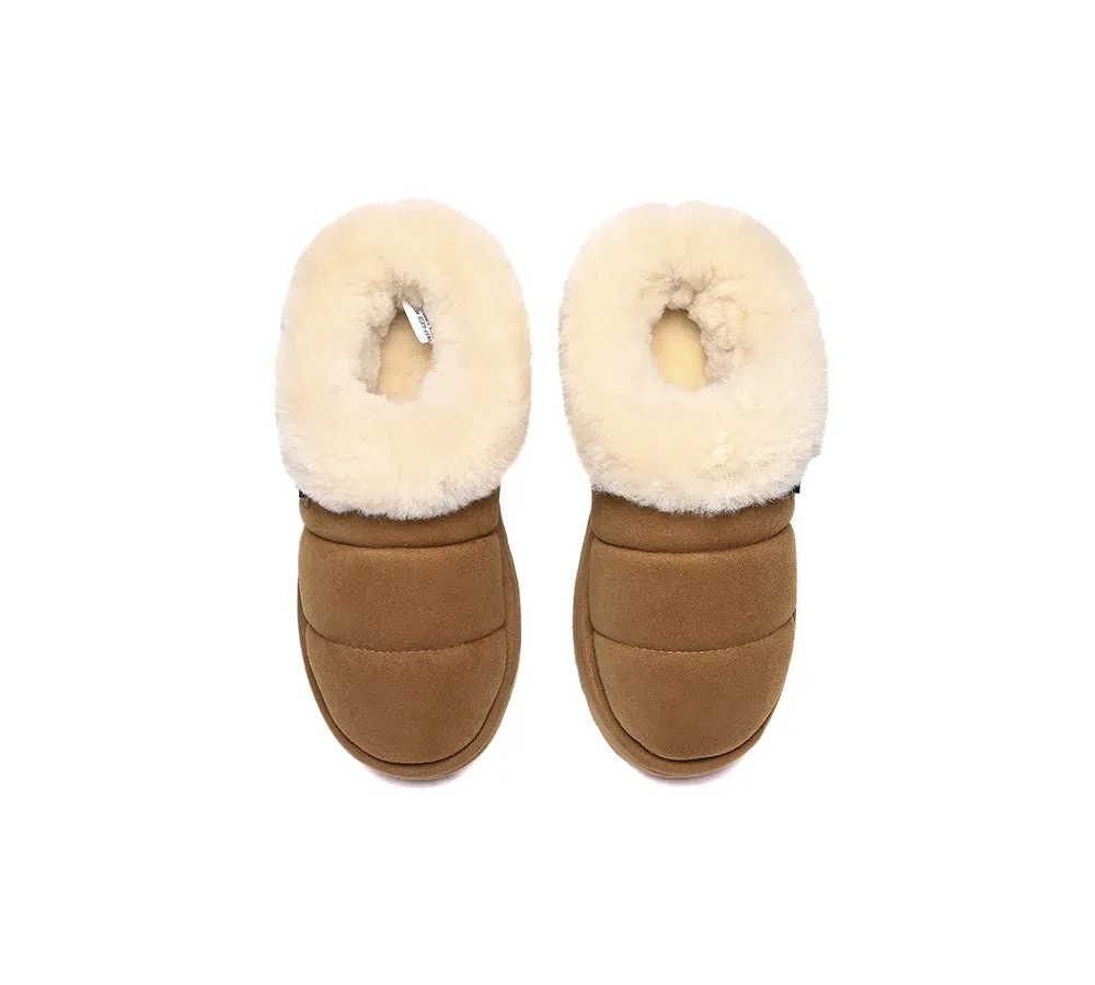 UGG EVERAU® UGG Slippers Women Sheepskin Wool Collar Ankle Platform Ulrika