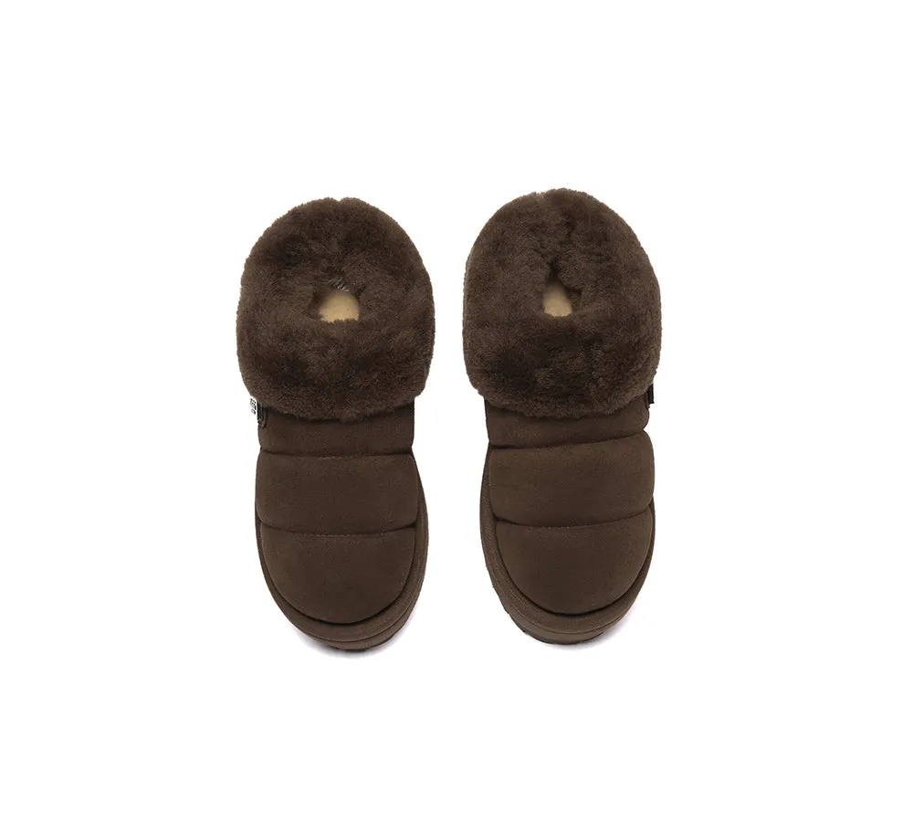 UGG EVERAU® UGG Slippers Women Sheepskin Wool Collar Ankle Platform Ulrika