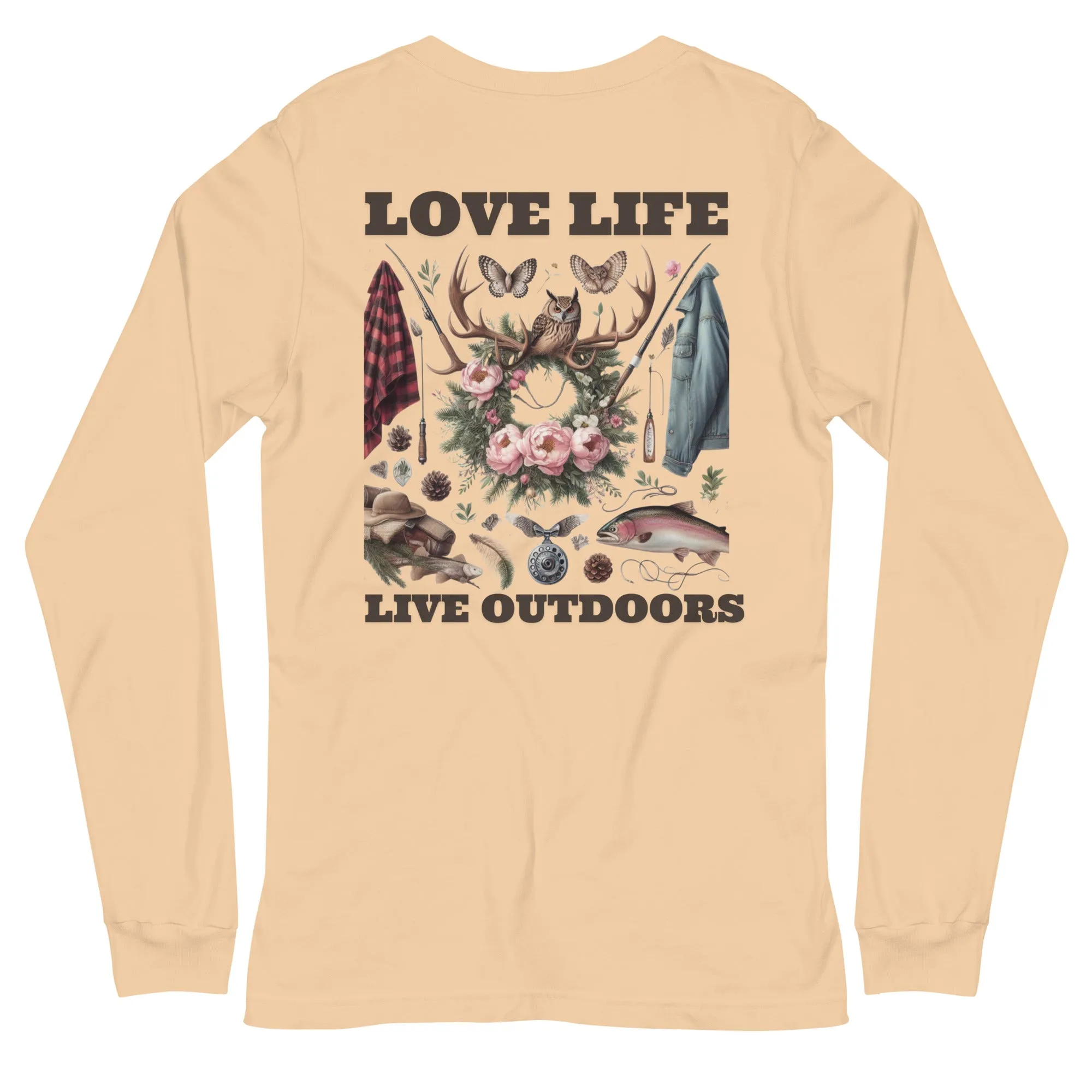 Unisex Long Sleeve Tee Exclusive Love Life Live Outdoors MRRL&O Print Designs