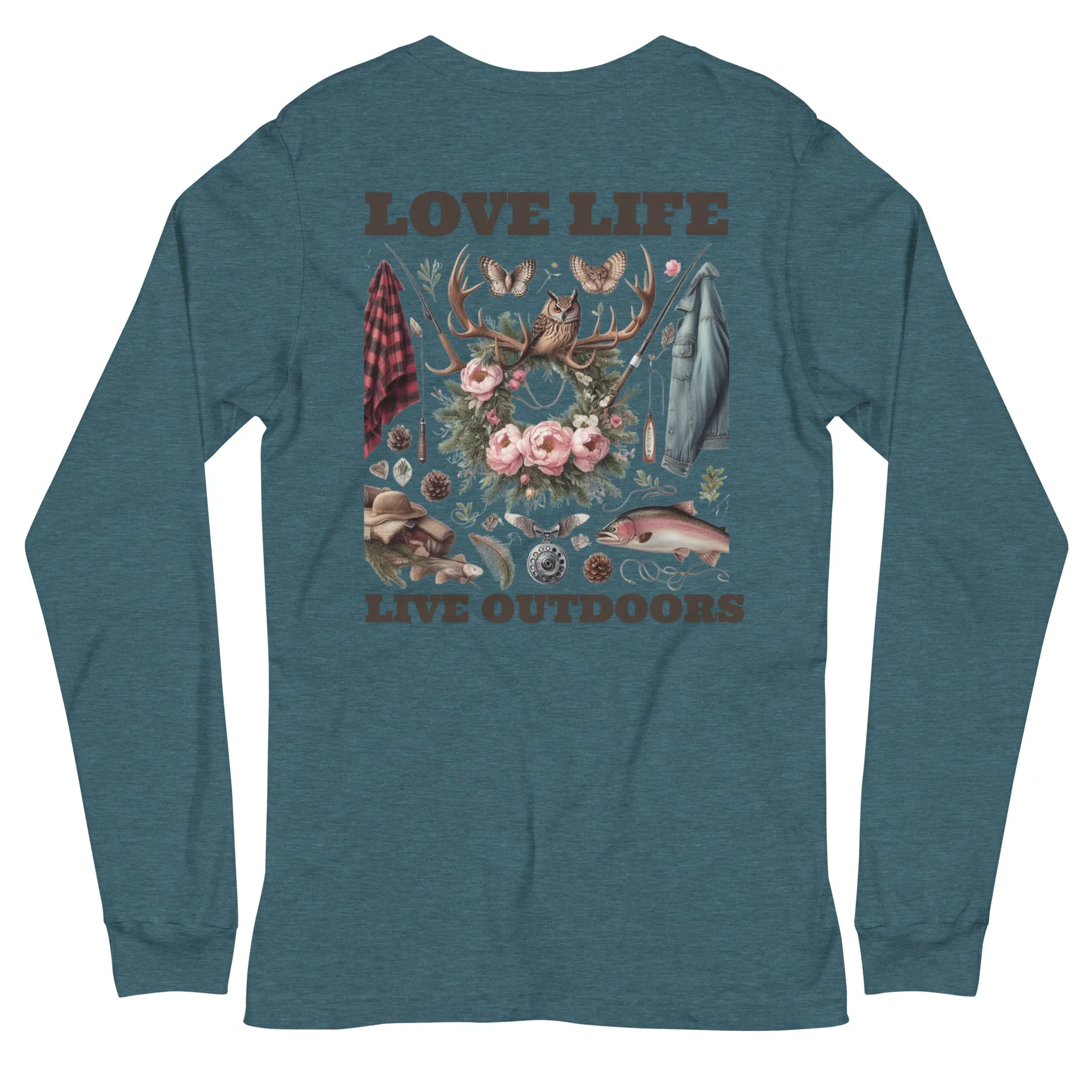 Unisex Long Sleeve Tee Exclusive Love Life Live Outdoors MRRL&O Print Designs