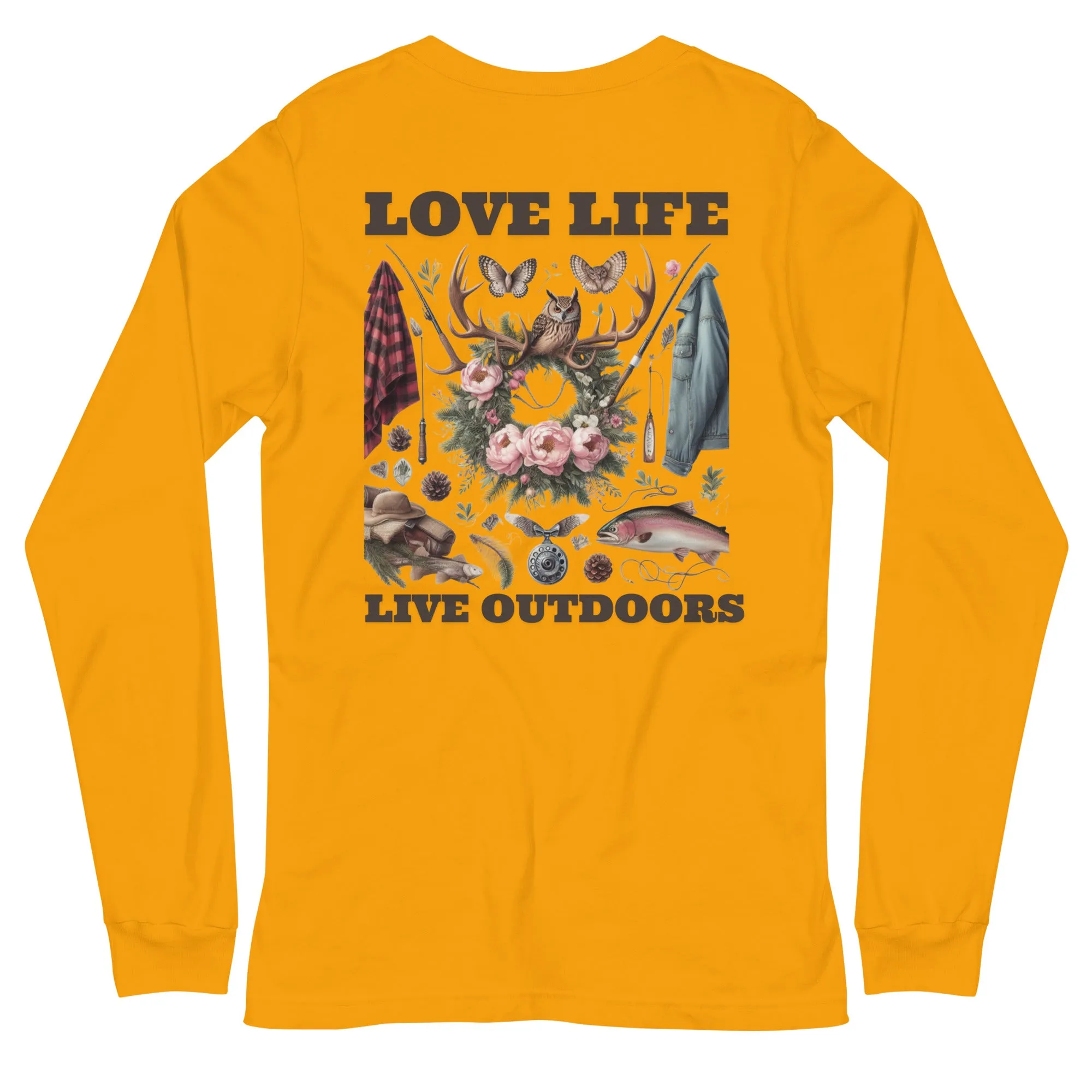 Unisex Long Sleeve Tee Exclusive Love Life Live Outdoors MRRL&O Print Designs