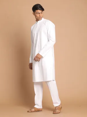 VASTRAMAY Men's White Kurta Pyjama Set