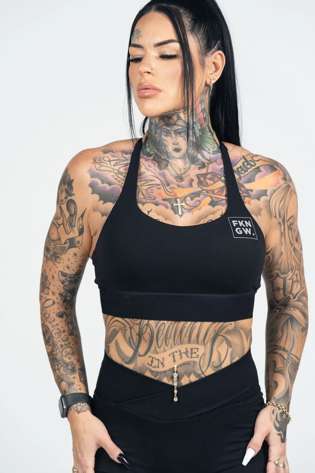 Venom | Women's Gym Sports Bra Crop Top | Black