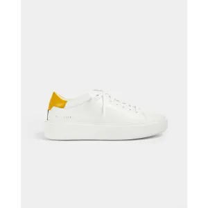 Women Yinka-Leather Platform Trainer - White-Yell