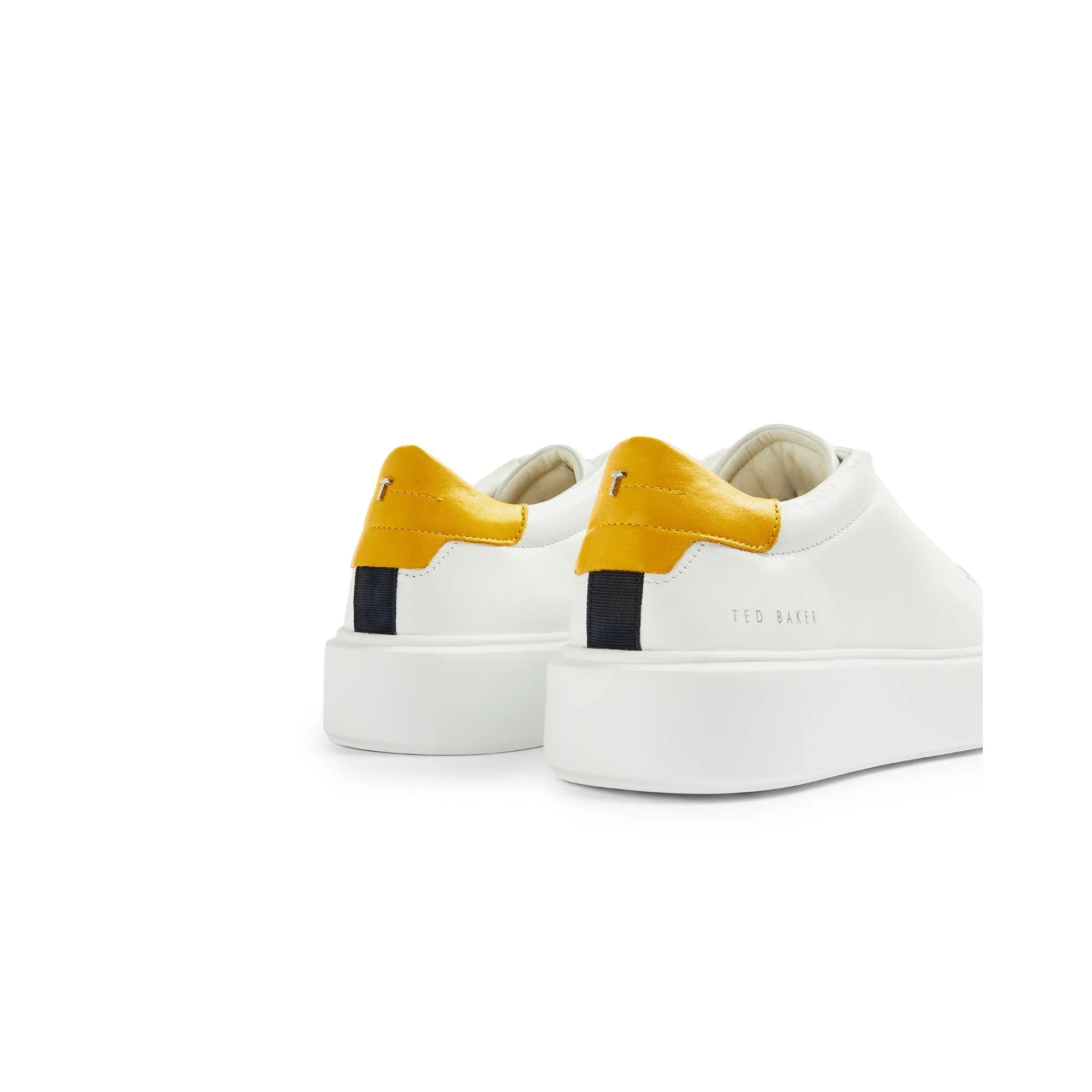 Women Yinka-Leather Platform Trainer - White-Yell