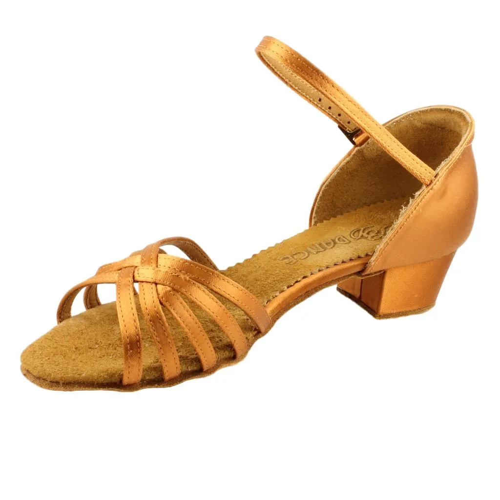 Women's Latin Dance Shoes, Model 216, Heel Child II (Block), Tan 3